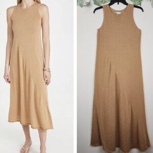 Vince Women's Size XS Sleeveless Pale Walnut Stretch Long Shirred Tank Dress